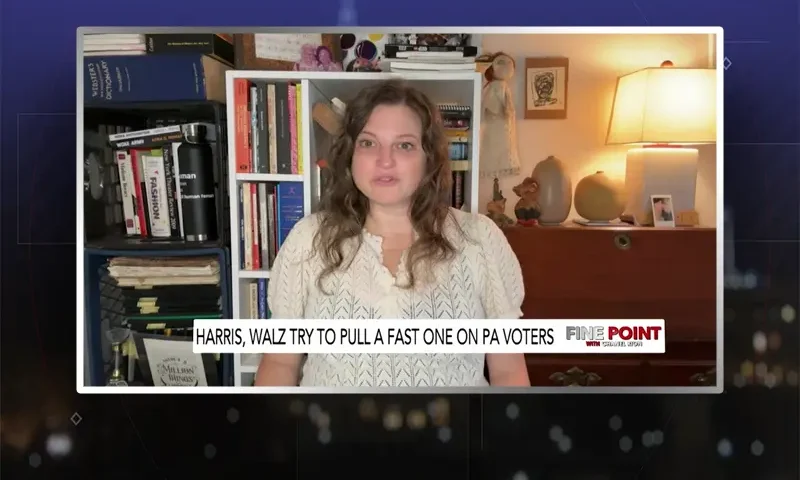 Video still from Fine Point on One America News Network during an interview with the guest, Libby Emmons.