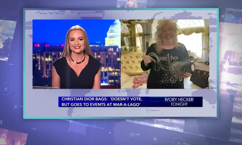 Video still from Ivory Hecker Tonight on One America News Network showing a split screen of the host on the left side, and on the right side is the guest, Beverly Bernardi Post.