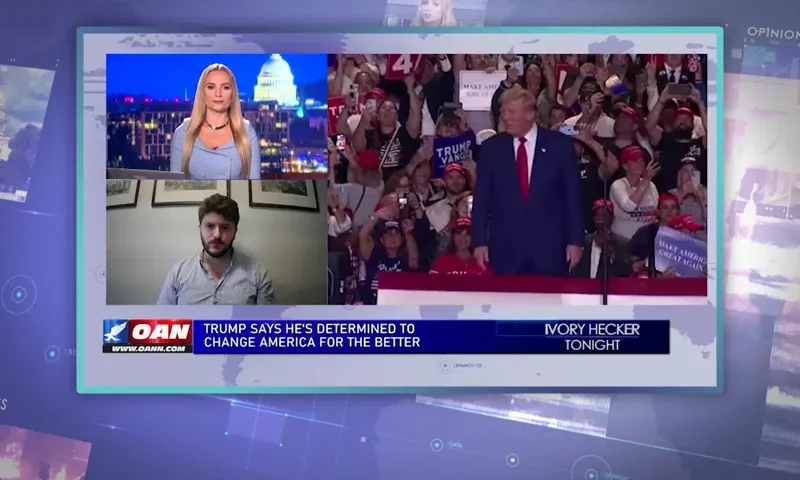 Video still from Ivory Hecker Tonight on One America News Network during an interview with the guest, Gavin Mario Wax.