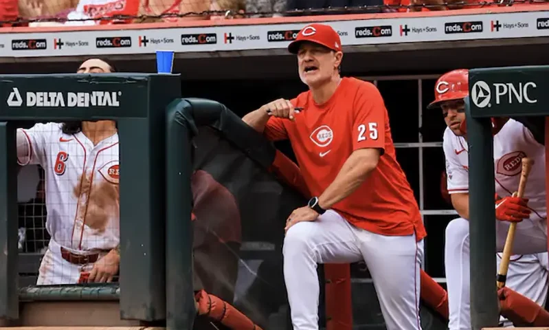 Cincinnati Reds manager David Bell (25) reacts after a play in the ninth inning against the Pittsburgh Pirates at Great American Ball Park. Mandatory Credit: Katie Stratman-Imagn Images