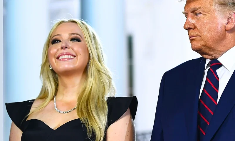 US President Donald Trump stands with daughter Tiffany Trump after he delivered his acceptance speech for the Republican Party nomination for reelection during the final day of the Republican National Convention at the South Lawn of the White House in Washington, DC on August 27, 2020. (Photo by Brendan Smialowski / AFP) (Photo by BRENDAN SMIALOWSKI/AFP via Getty Images)