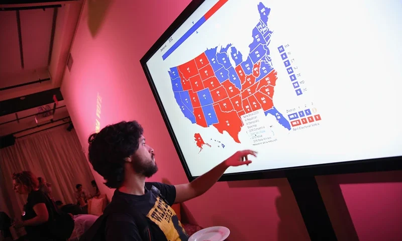 NEW YORK, NY - SEPTEMBER 05: Attendees experiment with an electoral map during the "Full Frontal With Samantha Bee" Presents "This Is Not A Game: The Game" press junket on September 5, 2018 in New York City. 413667 (Photo by Paul Zimmerman/Getty Images for Turner)