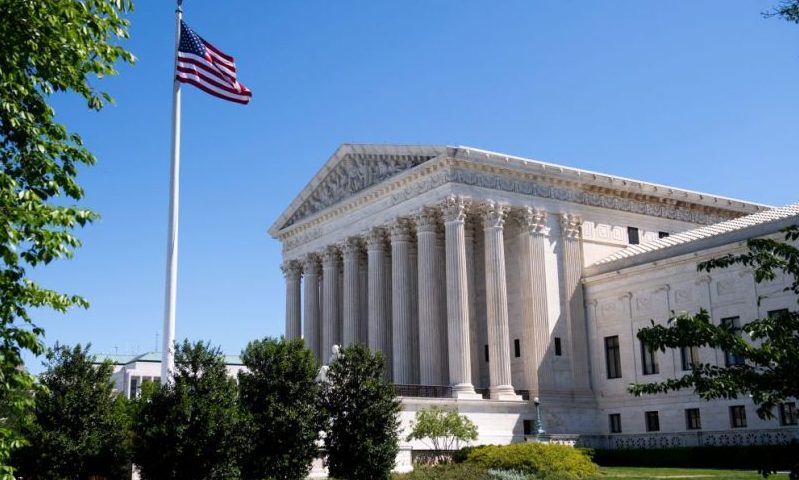 The US Supreme Court is seen in Washington, DC, on May 4, 2020, during the first day of oral arguments held by telephone, a first in the Court's history, as a result of COVID-19, known as coronavirus. (Photo by SAUL LOEB / AFP) (Photo by SAUL LOEB/AFP via Getty Images)