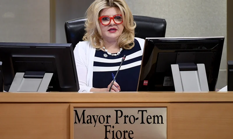 Las Vegas City Councilwoman and Mayor Pro Tem Michele Fiore speaks during a Las Vegas City Council meeting held amid the coronavirus pandemic at Las Vegas City Hall on May 20, 2020 in Las Vegas, Nevada. Due to concerns about COVID-19, safety precautions were put in place, including social distancing inside the chambers, having hand sanitizer available and medically screening anyone from the public attending. (Photo by Ethan Miller/Getty Images)