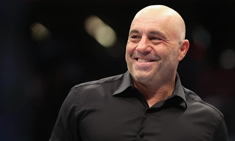 PHOENIX, ARIZONA - MAY 07: Ultimate Fighting Championship color commentator, Joe Rogan during UFC 274 at Footprint Center on May 07, 2022 in Phoenix, Arizona. (Photo by Christian Petersen/Getty Images)