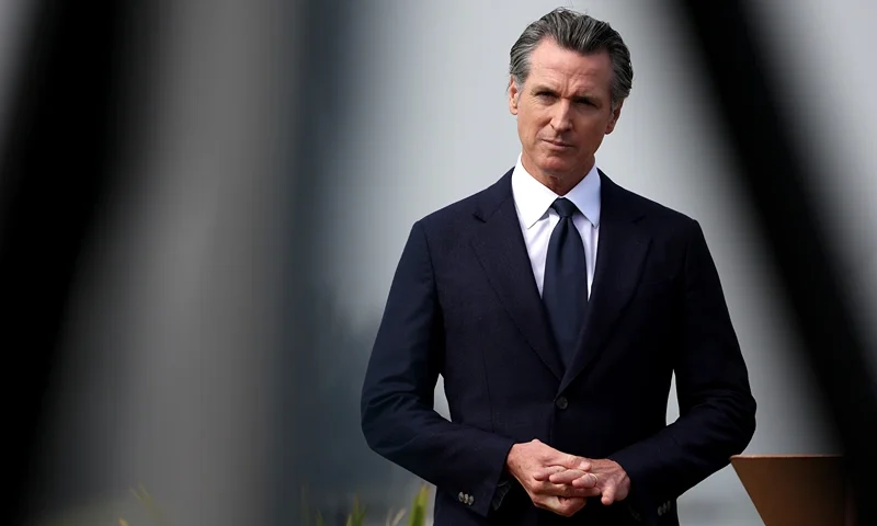 SAN FRANCISCO, CALIFORNIA - OCTOBER 06: (L-R) California Gov. Gavin Newsom speaks during a press conference on October 06, 2022 in San Francisco, California. California Gov. Gavin Newsom was joined by the governors of Washington, Oregon and the premier of British Columbia to sign a new climate agreement to further expand the region’s climate partnership. (Photo by Justin Sullivan/Getty Images)