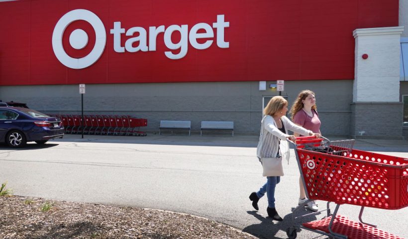 CHICAGO, ILLINOIS - AUGUST 16: Customers shop at a Target store on August 16, 2023 in Chicago, Illinois. Target’s quarterly sales fell for the first time in six years which is being attributed in part to consumer backlash from the sale of Pride Month merchandise. (Photo by Scott Olson/Getty Images)