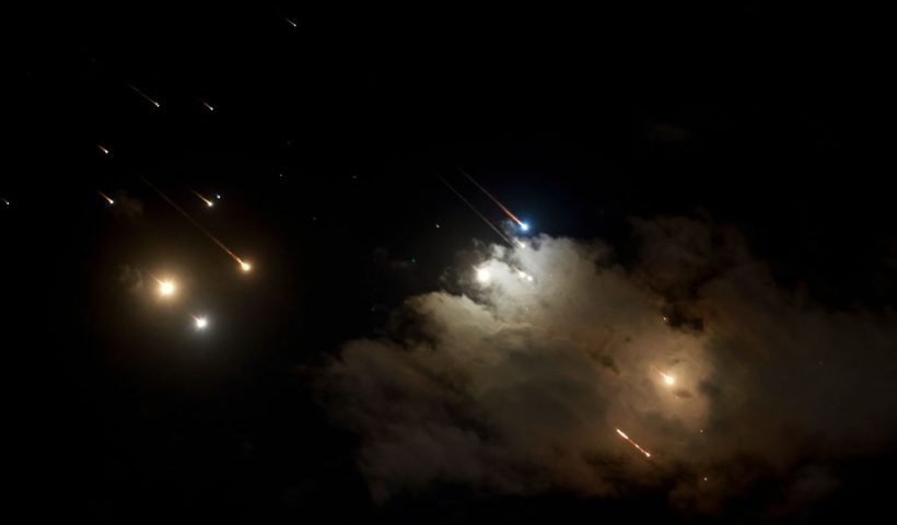 This picture shows Iranian launched projectiles being intercepted by Israel above Jerusalem, on October 1, 2024. Iran has launched a missile attack on Israel's commercial hub Tel Aviv, state media reported on October. (Photo by Menahem Kahana / AFP) (Photo by MENAHEM KAHANA/AFP via Getty Images)