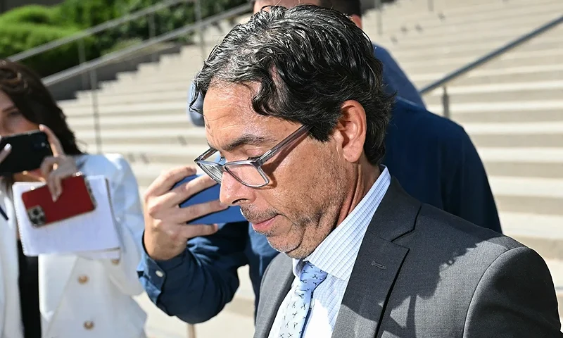 California physician Mark Chavez exits federal court in Los Angeles on October 2, 2024. Chavez pleaded guilty to conspiring to distribute the drug ketamine to the late actor Matthew Perry, who died of a ketamine overdose in October 2023. (Photo by Patrick T. Fallon / AFP) (Photo by PATRICK T. FALLON/AFP via Getty Images)