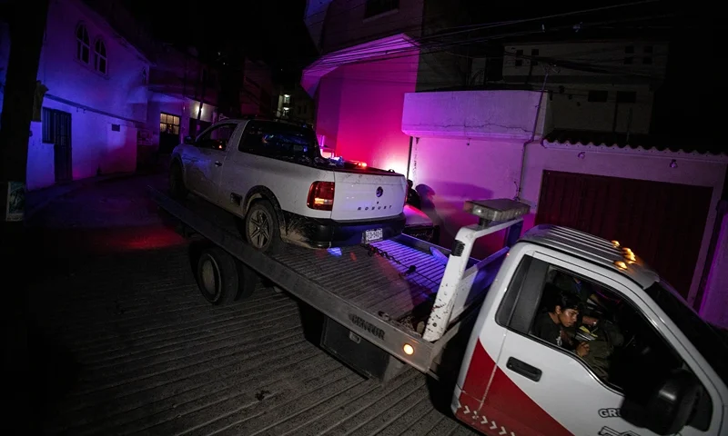 The vehicle where the remains of the mayor of Chilpancingo, Alejandro Arcos of the Institutional Revolutionary Party (PRI) were found is transported on a flatbed truck in Chilpancingo, Guerrero state, on October 6, 2024. The mayor of the southern Mexican city of Chilpancingo has been killed, authorities said Sunday, the latest in a series of killings against politicians in the violence-ravaged Latin American country. (Photo by Jesus GUERRERO / AFP) (Photo by JESUS GUERRERO/AFP via Getty Images)