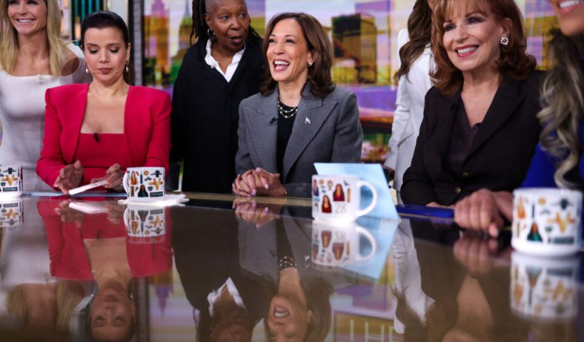 US Vice President and Democratic presidential nominee Kamala Harris is pictured in studio at ABC during a break during the recording of the show "The View" in New York on October 8, 2024. (Photo by Charly TRIBALLEAU / AFP) (Photo by CHARLY TRIBALLEAU/AFP via Getty Images)