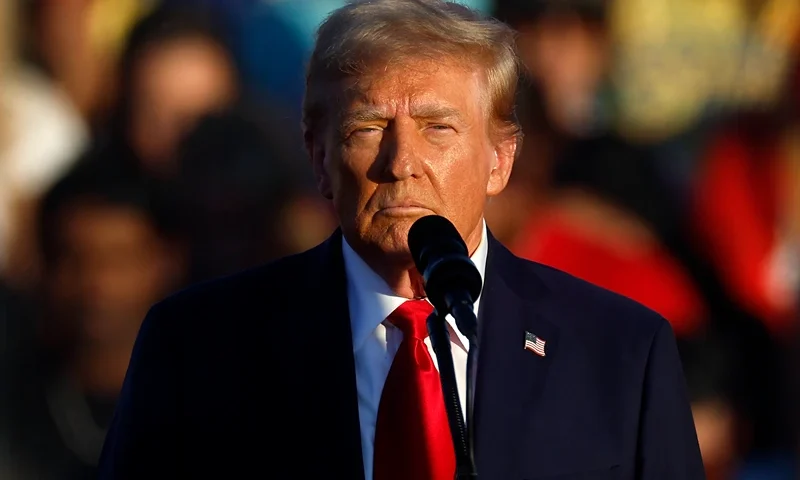 BUTLER, PENNSYLVANIA - OCTOBER 05: Republican presidential nominee, former President Donald Trump addresses a campaign rally at the Butler Farm Show grounds on October 05, 2024 in Butler, Pennsylvania. This is the first time that Trump has returned to Butler since he was injured during an attempted assassination on July 13. (Photo by Kevin Dietsch/Getty Images)