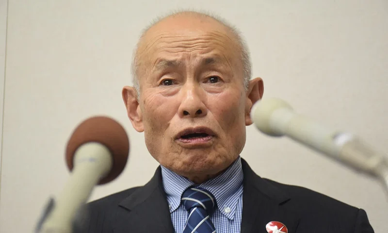 TOPSHOT - CORRECTION / Tomoyuki Mimaki, representative director of the Nihon Hidankyo, attends a press conference after the group was awarded the 2024 Nobel Peace Prize, in Hiroshima on October 11, 2024. The Nobel Peace Prize was on October 11 awarded to the Japanese anti-nuclear group Nihon Hidankyo, a grassroots movement of atomic bomb survivors from Hiroshima and Nagasaki, also known as Hibakusha. (Photo by JIJI PRESS / AFP) / Japan OUT / "The erroneous mention[s] appearing in the metadata of this photo by STR has been modified in AFP systems in the following manner: [Toshiyuki Mimaki ] instead of [Tomoyuki Mimaki ]. Please immediately remove the erroneous mention[s] from all your online services and delete it (them) from your servers. If you have been authorized by AFP to distribute it (them) to third parties, please ensure that the same actions are carried out by them. Failure to promptly comply with these instructions will entail liability on your part for any continued or post notification usage. Therefore we thank you very much for all your attention and prompt action. We are sorry for the inconvenience this notification may cause and remain at your disposal for any further information you may require." (Photo by STR/JIJI PRESS/AFP via Getty Images)