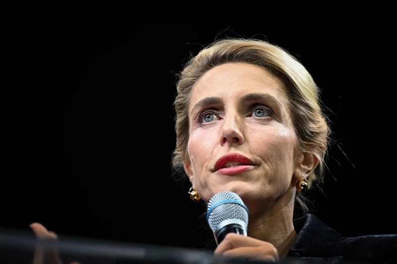 British-US journalist Clarissa Ward, President of the Jury for the 31th edition of the "Prix Bayeux Calvados-Normandie of the war correspondants" speaks during the award ceremony in Bayeux, northwestern France, on October 12, 2024. (Photo by Lou BENOIST / AFP) (Photo by LOU BENOIST/AFP via Getty Images)