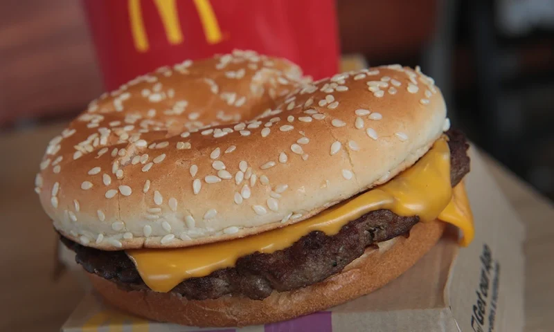 EFFINGHAM, IL - MARCH 30: A Quarter Pounder hamburger is served at a McDonald's restaurant on March 30, 2017 in Effingham, Illinois. McDonald's announced today that it will start making the burger with fresh beef patties instead of the frozen beef that it currently uses. (Photo Illustration by Scott Olson/Getty Images)