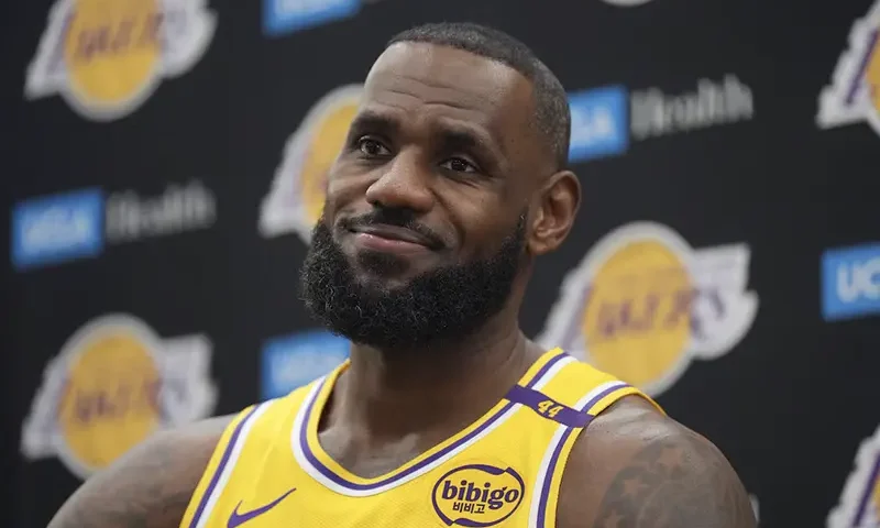 Los Angeles Lakers forward LeBron James (6) during media day at the UCLA Health Training Center. Mandatory Credit: Kirby Lee-Imagn Images