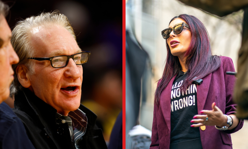 L| Bill Maher attends a game between the Houston Rockets and the Los Angeles Lakers at Crypto.com Arena on December 02, 2023 in Los Angeles, California. NOTE TO USER: User expressly acknowledges and agrees that, by downloading and/or using this photograph, user is consenting to the terms and conditions of the Getty Images License Agreement. (Photo by Ronald Martinez/Getty Images) B| Far-right activist Laura Loomer speaks to the media prior to the beginning of former President Donald Trump's Trial at Manhattan Criminal Court on April 15, 2024 in New York City. Jury selection is set to begin in the former president's criminal trial. Trump faces 34 felony counts of falsifying business records in the first of his criminal cases to go to trial. This is the first-ever criminal trial of a former president of the United States. (Photo by David Dee Delgado/Getty Images)