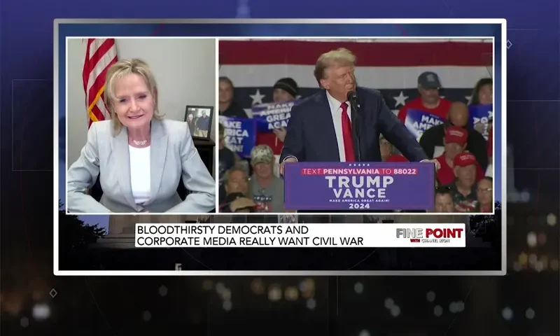 Video still from Fine Point on One America News Network during an interview with the guest, Cindy Hyde-Smith.