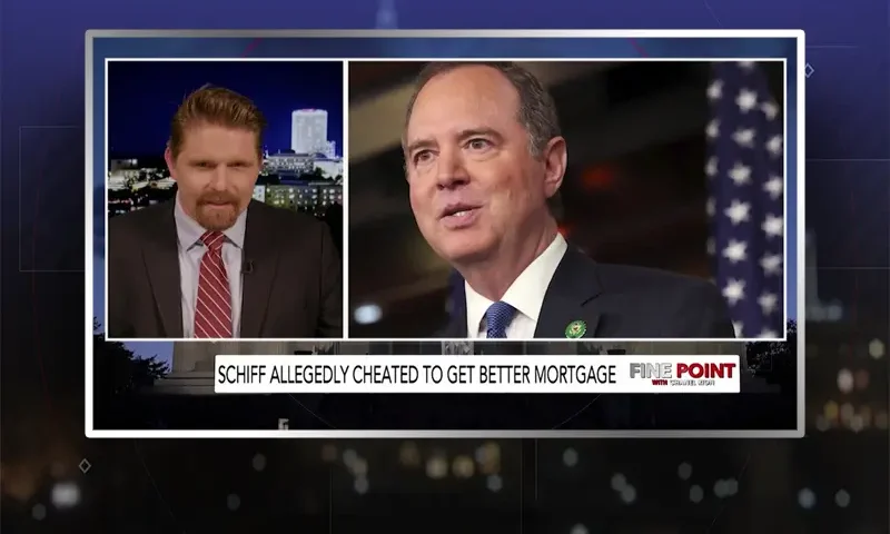 Video still from Fine Point on One America News Network during an interview with the guest, Seamus Bruner.