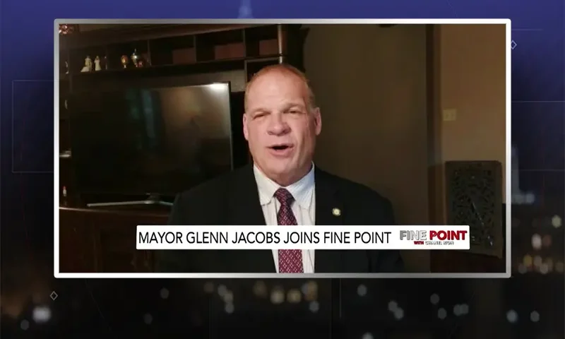 Video still from Fine Point on One America News Network during an interview with the guest, Mayor Glenn Jacobs.