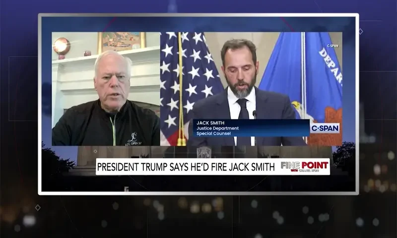 Video still from Fine Point on One America News Network during an interview with the guest, John O'Connor.