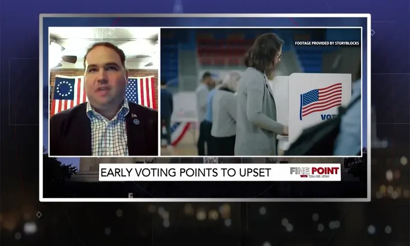 Video still from Fine Point on One America News Network during an interview with the guest, Troy Olson.