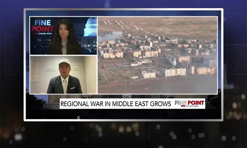 Video still from Fine Point on One America News Network during an interview with the guest, Alex Stein.