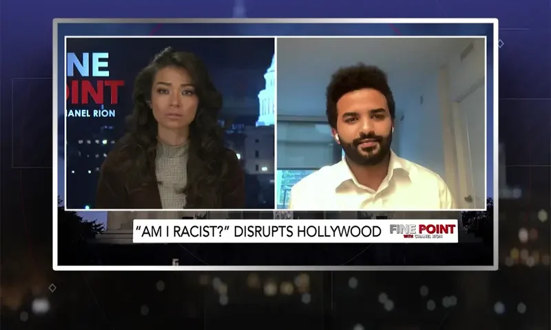 Video still from Fine Point on One America News Network showing a split screen of the host on the left side, and on the right side is the guest, Ben Capel.