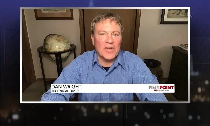 Video still from Fine Point on One America News Network during an interview with the guest, Dan Wright.