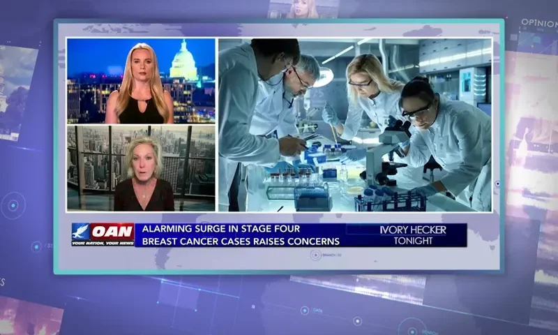 Video still from Ivory Hecker Tonight on One America News Network during an interview with the guest, Dr. Kelly Victory.
