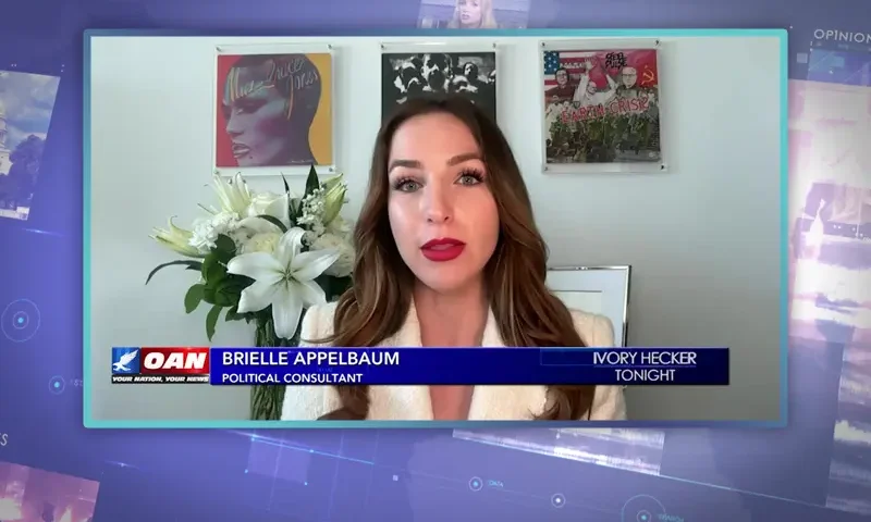 Video still from Ivory Hecker Tonight on One America News Network during an interview with the guest, Brielle Applebaum.