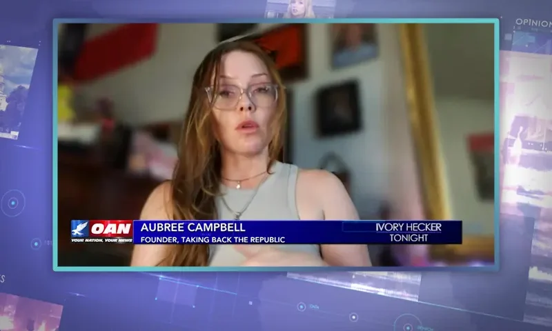 Video still from Ivory Hecker Tonight on One America News Network during an interview with the guest, Aubree Campbell.