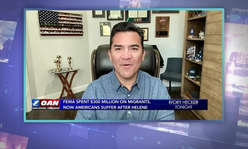 Video still from Ivory Hecker Tonight on One America News Network during an interview with the guest, Victor Avila.