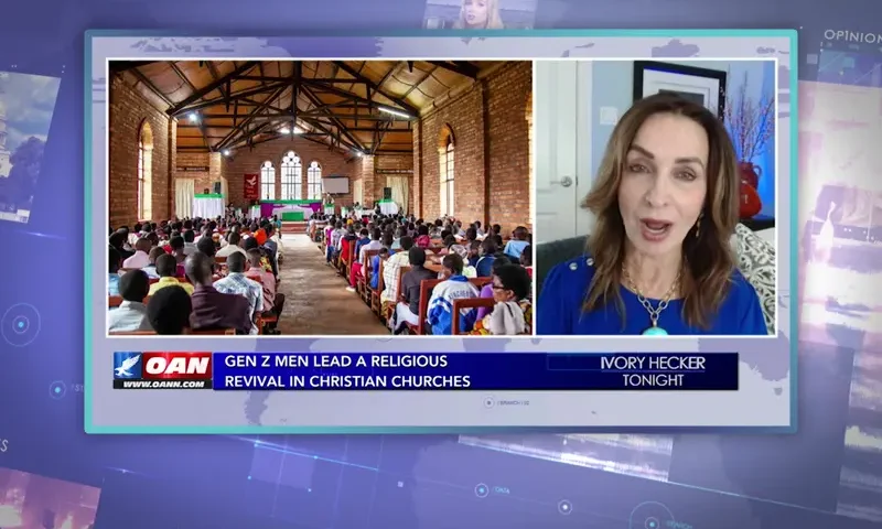 Video still from Ivory Hecker Tonight on One America News Network during an interview with the guest, Yvette Corkrean.