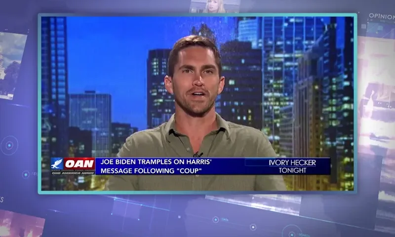 Video still from Ivory Hecker Tonight on One America News Network during an interview with the guest, Clayton Keirns.