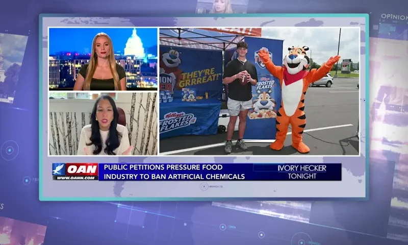 Video still from Ivory Hecker Tonight on One America News Network during an interview with the guest, Vani Hari.