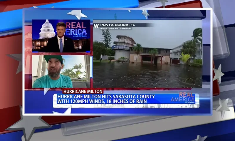 Video still from Real America on One America News Network during an interview with the guest, Anthony Raimondi.