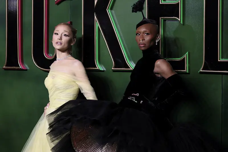 Cast members Ariana Grande and Cynthia Erivo attend a premiere for the film "Wicked" in London, Britain, November 18, 2024. REUTERS/Mina Kim