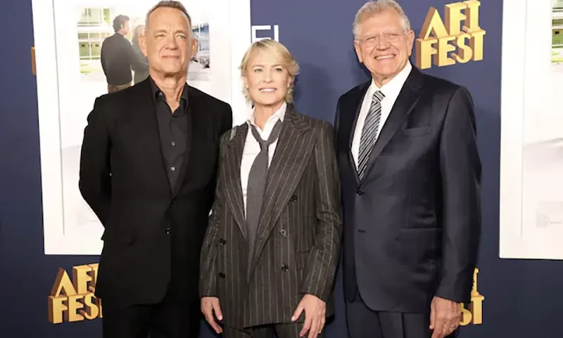 Director Robert Zemeckis and cast members Tom Hanks and Robin Wright attend a premiere for the film 'Here' during AFI Fest at TCL Chinese theatre in Los Angeles, California, U.S., October 25, 2024. REUTERS/Mario Anzuoni/File Photo
