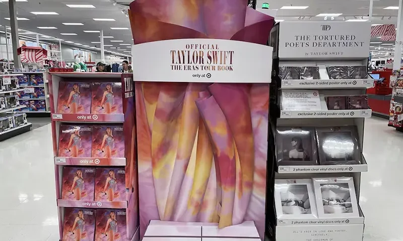 Taylor Swift merchandise on display at a Target store in North Bergen, New Jersey, U.S, November 29, 2024. REUTERS/Siddharth Cavale
