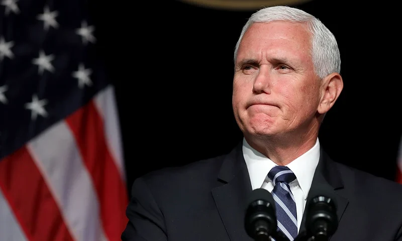 ARLINGTON, VA - AUGUST 09: U.S. Vice President Mike Pence announces the Trump Administration's plan to create the U.S. Space Force by 2020 during a speech at the Pentagon August 9, 2018 in Arlington, Virginia. Describing space as adversarial and crowded and citing threats from China and Russia, Pence said the new Space Force would be a separate, sixth branch of the military. (Photo by Chip Somodevilla/Getty Images)