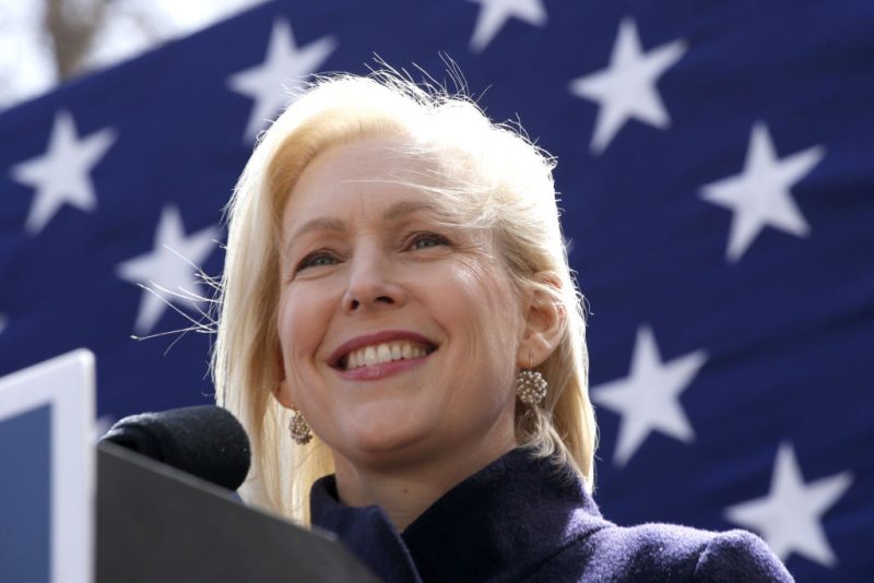 NEW YORK, NY - MARCH 24: Democratic presidential candidate U.S. Sen. Kirsten Gillibrand speaks during a rally in front of Trump International Hotel & Tower on March 24, 2019 in New York City. In what her campaign is calling Gillibrand's first major speech as a presidential candidate she plans to shout out President Trump as a coward in front of one of his own properties. (Photo by Kena Betancur/Getty Images)