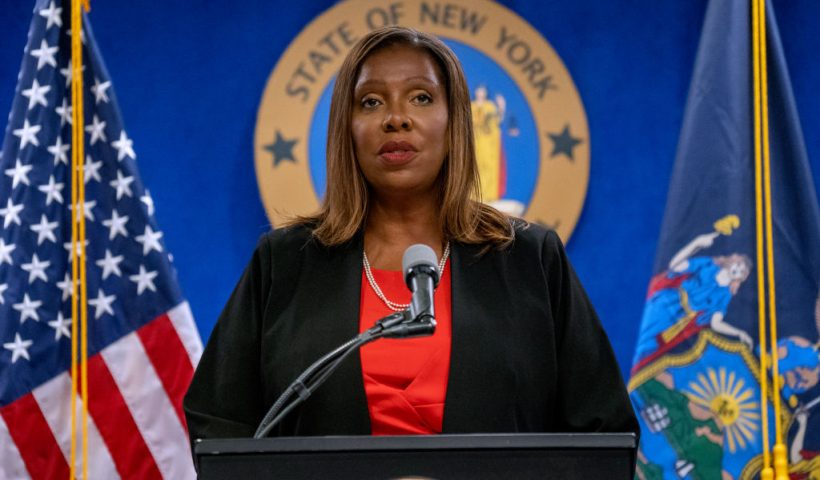 NEW YORK, NY - AUGUST 03: New York Attorney General Letitia James presents the findings of an independent investigation into accusations by multiple women that New York Governor Andrew Cuomo sexually harassed them on August 3, 2021 in New York City. Independent investigators Joon H. Kim and Anne L. Clark concluded that the Governor sexually harassed multiple women. (Photo by David Dee Delgado/Getty Images)