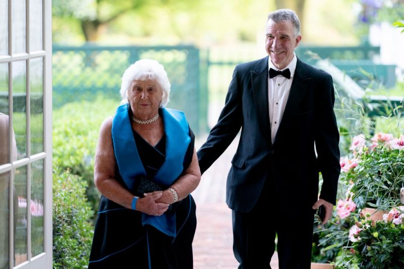 Vermont Governor Phil Scott (R) and Marian DuBois arrive for a State Dinner with US President Joe Biden and South Korean President Yoon Suk Yeol at the White House in Washington, DC, on April 26, 2023. (Photo by Stefani Reynolds / AFP) (Photo by STEFANI REYNOLDS/AFP via Getty Images)