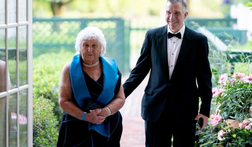 Vermont Governor Phil Scott (R) and Marian DuBois arrive for a State Dinner with US President Joe Biden and South Korean President Yoon Suk Yeol at the White House in Washington, DC, on April 26, 2023. (Photo by Stefani Reynolds / AFP) (Photo by STEFANI REYNOLDS/AFP via Getty Images)