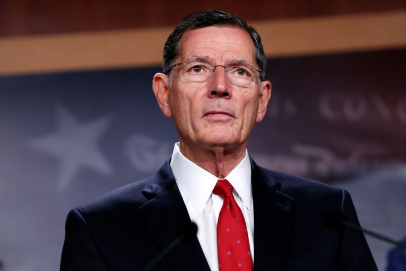 WASHINGTON, DC - AUGUST 05: U.S. Sen. John Barrasso (R-WY) speaks at a press conference at the U.S. Capitol on August 05, 2022 in Washington, DC. The group of Republican Senators held the press conference to speak out against the Democrats' tax and spending policies. (Photo by Kevin Dietsch/Getty Images)