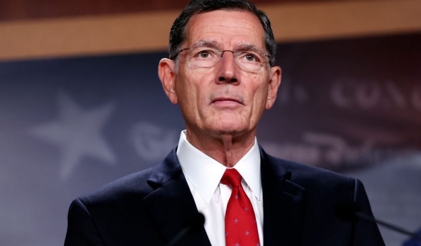 WASHINGTON, DC - AUGUST 05: U.S. Sen. John Barrasso (R-WY) speaks at a press conference at the U.S. Capitol on August 05, 2022 in Washington, DC. The group of Republican Senators held the press conference to speak out against the Democrats' tax and spending policies. (Photo by Kevin Dietsch/Getty Images)