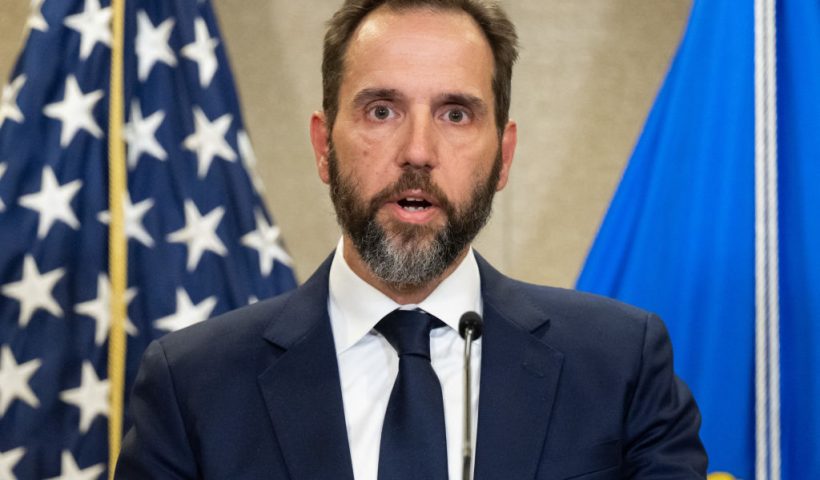 Special counsel Jack Smith speaks to members of the media at the US Department of Justice building in Washington, DC, on August 1, 2023. Donald Trump was indicted on August 1, 2023 over his efforts to overturn the results of the 2020 election -- the most serious legal threat yet to the former president as he campaigns to return to the White House. (Photo by SAUL LOEB / AFP) (Photo by SAUL LOEB/AFP via Getty Images)
