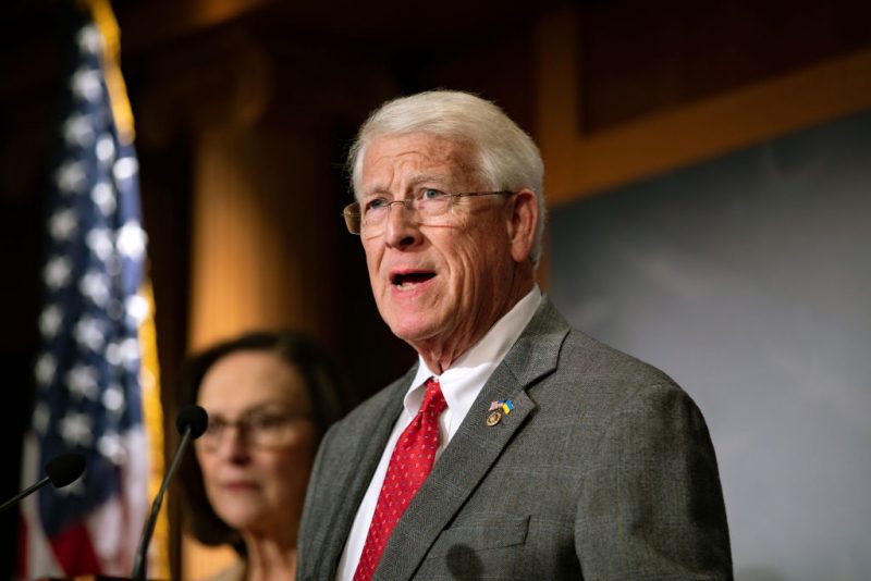 WASHINGTON, DC - JANUARY 11: Sen. Roger Wicker (R-MS) speaks to the press on the transparency from the Department of Defense regarding the health of Defense Secretary Lloyd Austin on January 11, 2024 in Washington, DC. Secretary Austin was hospitalized for surgery relating to prostate cancer, which was not reported for several days. (Photo by Anna Rose Layden/Getty Images)