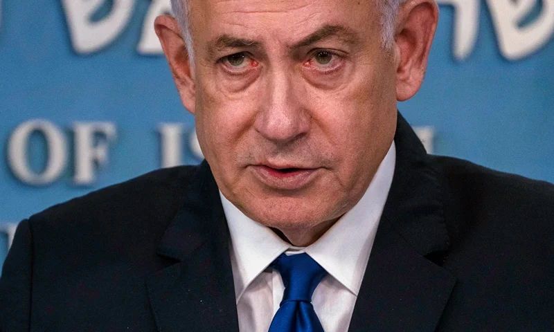 TOPSHOT - Israeli Prime Minister Benjamin Netanyahu speaks during a joint press conference with the German Chancellor after their meeting in Jerusalem on March 17, 2024. Netanyahu said on March 17 that any Gaza peace deal that weakens Israel and leaves it unable to defend itself against hostile neighbours would be unacceptable. (Photo by Leo Correa / POOL / AFP) (Photo by LEO CORREA/POOL/AFP via Getty Images)